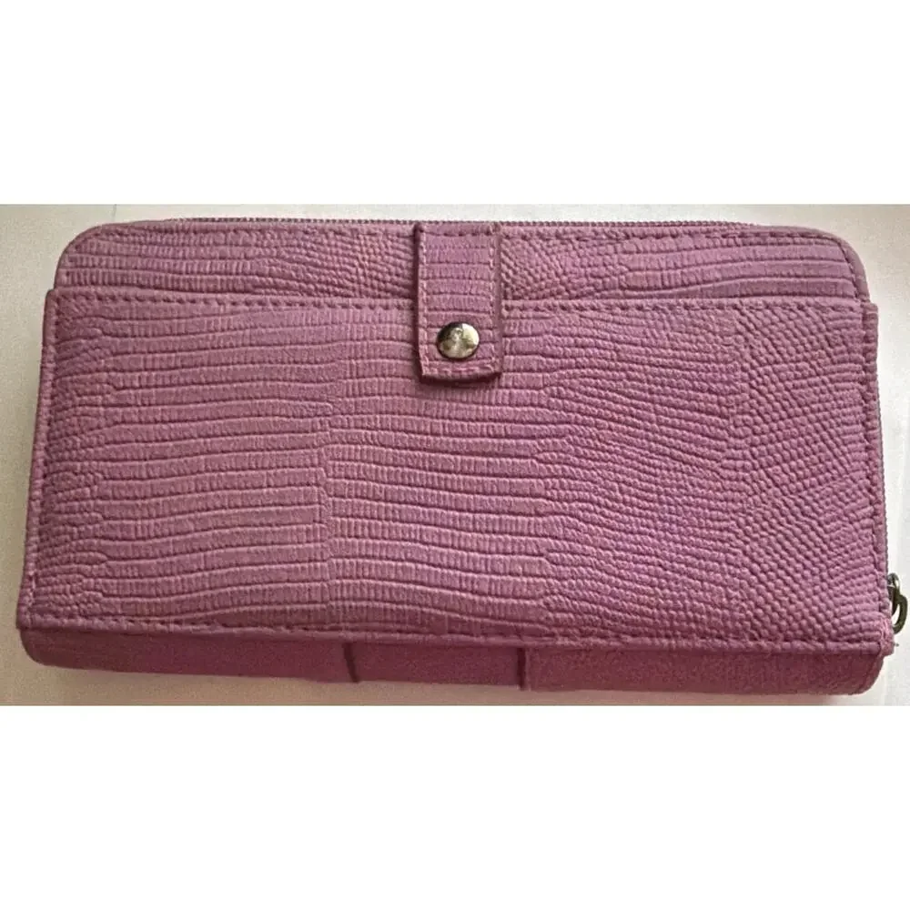 Nicole Miller New York Women's Lilac Textured Wallet Zipper Closure